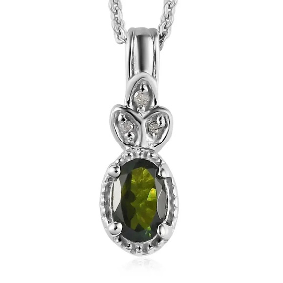 Premium Natural Chrome Tourmaline and Diamond Ring & Pendant Necklace Set - Picture 5 of 7